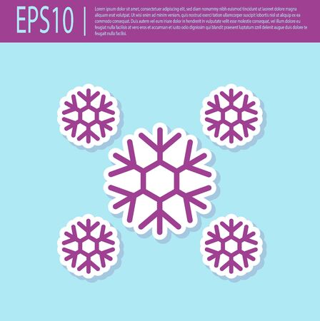 Retro purple Snow icon isolated on turquoise background. Vector Illustrationのイラスト素材