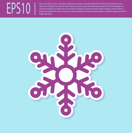 Retro purple Snowflake icon isolated on turquoise background. Vector Illustrationのイラスト素材