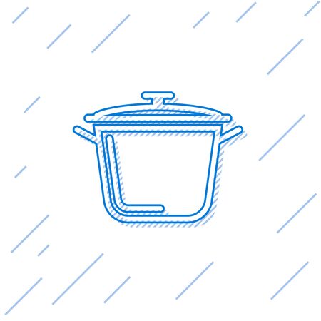 Blue line Cooking pot icon isolated on white background. Boil or stew food symbol. Vector Illustrationのイラスト素材