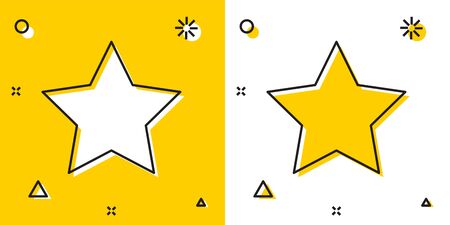 Black Star icon isolated on yellow and white background. Favorite, best rating, award symbol. Random dynamic shapes. Vector Illustrationのイラスト素材
