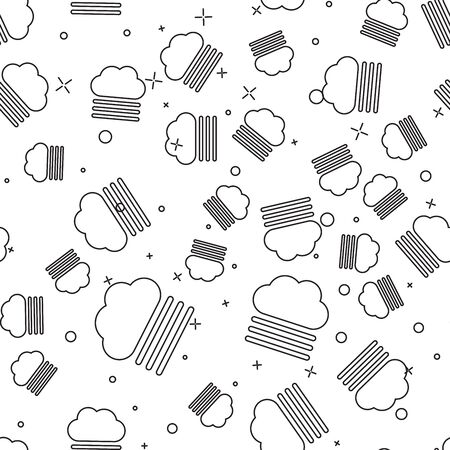 Black line Fog and cloud icon isolated seamless pattern on white background. Vector Illustrationのイラスト素材