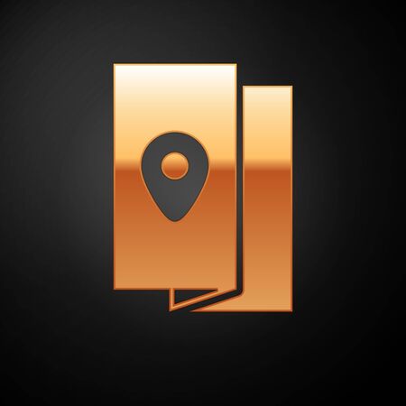 Gold Cover book travel guide icon isolated on black background. Vector Illustrationのイラスト素材