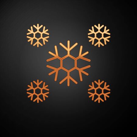 Gold Snow icon isolated on black background. Vector Illustrationのイラスト素材