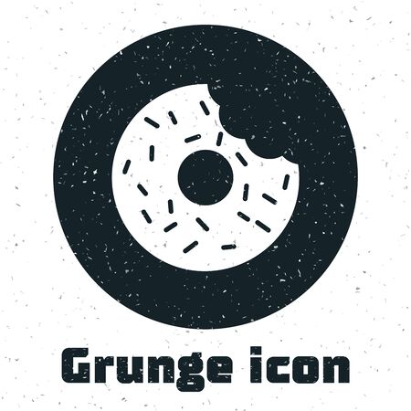 Grunge Donut with sweet glaze icon isolated on white background. Vector Illustrationのイラスト素材