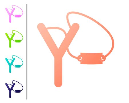 Coral Slingshot icon isolated on white background. Set color icons. Vector Illustrationのイラスト素材