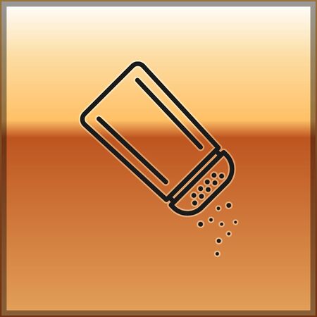Black Salt and pepper icon isolated on gold background. Cooking spices. Vector Illustrationのイラスト素材