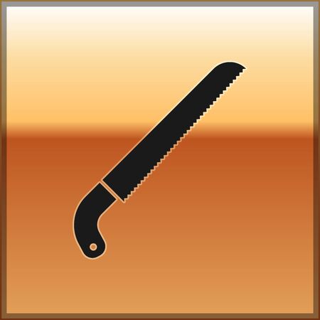 Black Garden saw icon isolated on gold background. Vector Illustrationのイラスト素材