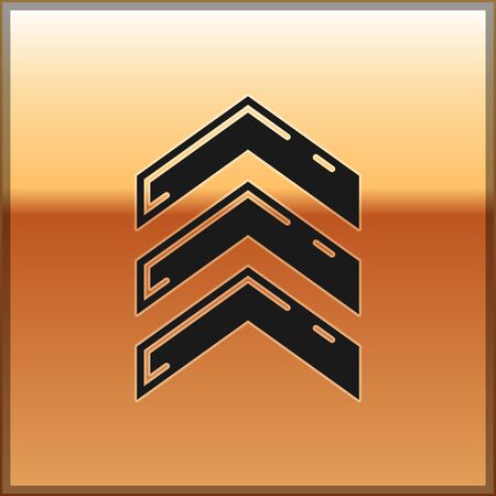 Black Military rank icon isolated on gold background. Military badge sign. Vector Illustrationのイラスト素材