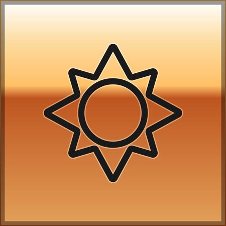 Black Sun icon isolated on gold background. Vector Illustrationのイラスト素材