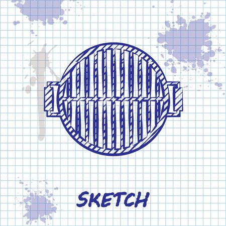 Sketch Line Barbecue Grill Icon Isolated On White Background Top View Of q Grill Steel Grid Vector Illustrationのイラスト素材 ストックフォト 写真素材 のstock Foto ストックドットフォト