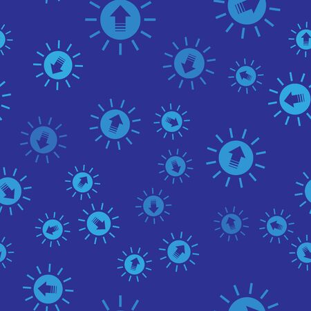 Blue Sunset icon isolated seamless pattern on blue background. Vector Illustrationのイラスト素材