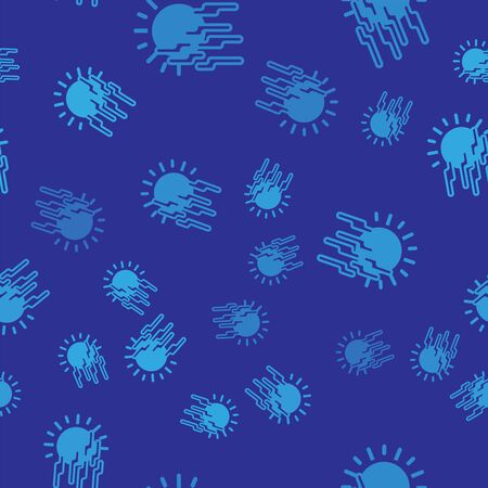 Blue Fog and sun icon isolated seamless pattern on blue background. Vector Illustrationのイラスト素材