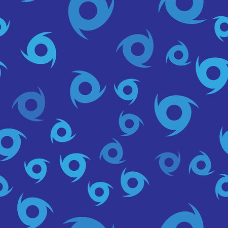 Blue Tornado icon isolated seamless pattern on blue background. Cyclone, whirlwind, storm funnel, hurricane wind or twister weather icon. Vector Illustrationのイラスト素材