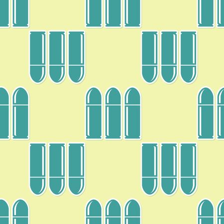 Green Bullet icon isolated seamless pattern on yellow background. Vector Illustrationのイラスト素材