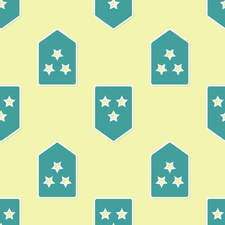 Green Chevron icon isolated seamless pattern on yellow background. Military badge sign. Vector Illustrationのイラスト素材