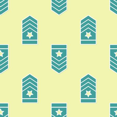 Green Chevron icon isolated seamless pattern on yellow background. Military badge sign. Vector Illustrationのイラスト素材