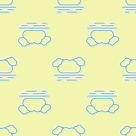 Green Cloud icon isolated seamless pattern on yellow background. Vector Illustrationのイラスト素材