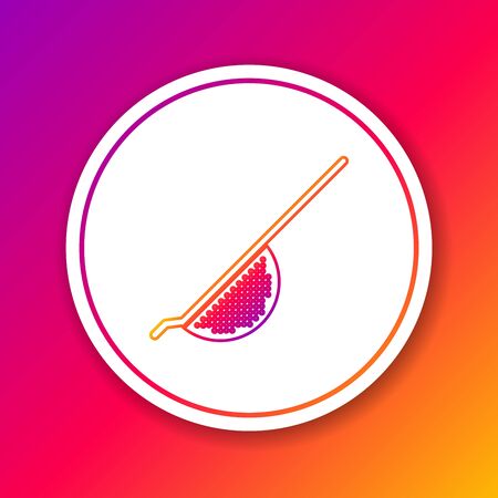 Color line Kitchen colander icon isolated on color background. Cooking utensil. Cutlery sign. Circle white button. Vector Illustrationのイラスト素材