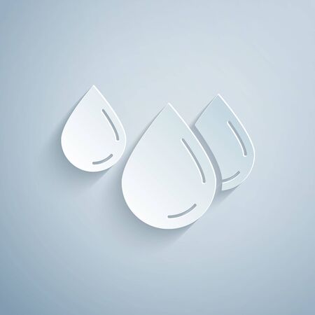 Paper cut Water drop icon isolated on grey background. Paper art style. Vector Illustrationのイラスト素材