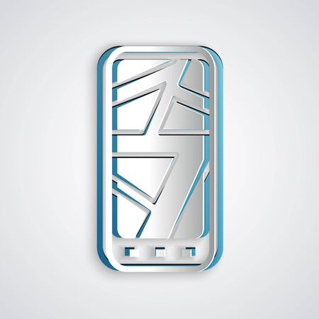 Paper cut Infographic of city map navigation icon isolated on grey background. Mobile App Interface concept design. Geolacation concept. Paper art style. Vector Illustrationのイラスト素材