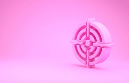 Pink Target sport for shooting competition icon isolated on pink background. Clean target with numbers for shooting range or pistol shooting. Minimalism concept. 3d illustration 3D renderの写真素材