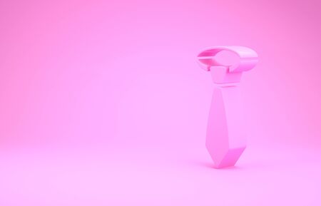 Pink Tie icon isolated on pink background. Necktie and neckcloth symbol. Minimalism concept. 3d illustration 3D renderの写真素材