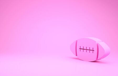 Pink American Football ball icon isolated on pink background. Minimalism concept. 3d illustration 3D renderの写真素材