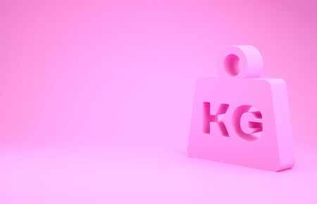 Pink Weight icon isolated on pink background. Kilogram weight block for weight lifting and scale. Mass symbol. Minimalism concept. 3d illustration 3D renderの写真素材