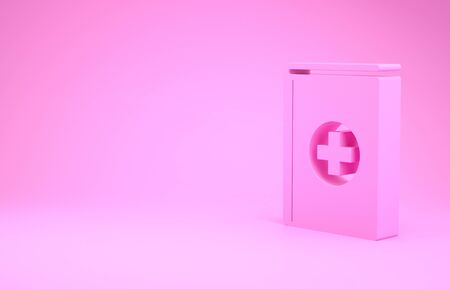 Pink Medical book icon isolated on pink background. Minimalism concept. 3d illustration 3D renderの写真素材