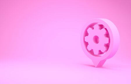 Pink Setting icon isolated on pink background. Tools, service, cog, gear, cogwheel sign. Minimalism concept. 3d illustration 3D renderの写真素材