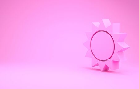 Pink Sun icon isolated on pink background. Minimalism concept. 3d illustration 3D renderの写真素材