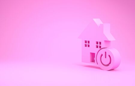 Pink Smart home icon isolated on pink background. Remote control. Minimalism concept. 3d illustration 3D renderの写真素材
