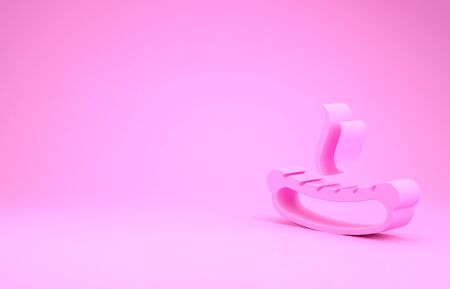 Pink Hotdog sandwich with mustard icon isolated on pink background. Sausage icon. Fast food sign. Minimalism concept. 3d illustration 3D renderの写真素材
