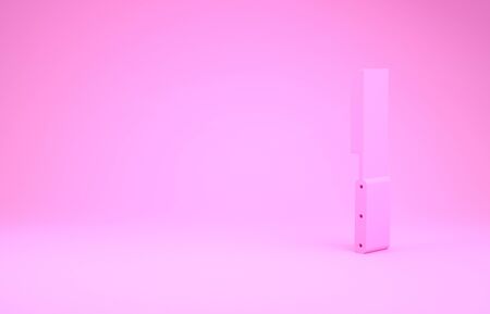 Pink Barbecue knife icon isolated on pink background. Kitchen knife icon. BBQ knife sign. Barbecue and grill tool. Minimalism concept. 3d illustration 3D renderの写真素材