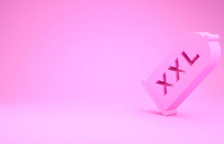 Pink Condom safe sex icon isolated on pink background. Safe love symbol. Contraceptive method for male. Minimalism concept. 3d illustration 3D renderの写真素材