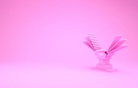 Pink Automatic irrigation sprinklers icon isolated on pink background. Watering equipment. Garden element. Spray gun icon. Minimalism concept. 3d illustration 3D renderの写真素材