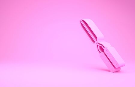 Pink Gardening handmade scissors for trimming icon isolated on pink background. Pruning shears with wooden handles. Minimalism concept. 3d illustration 3D renderの写真素材