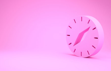 Pink Compass icon isolated on pink background. Windrose navigation symbol. Wind rose sign....