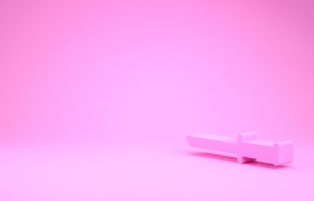 Pink Military knife icon isolated on pink background. Minimalism concept. 3d illustration 3D renderの写真素材