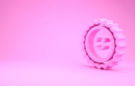 Pink Sun icon isolated on pink background. Minimalism concept. 3d illustration 3D renderの写真素材