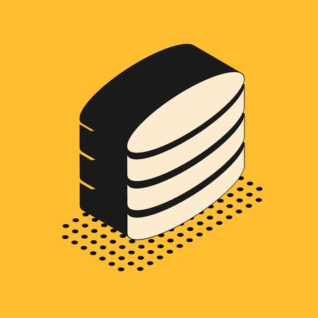 Isometric Database icon isolated on yellow background. Network databases, disc with progress bar. Backup concept. Vector Illustrationのイラスト素材