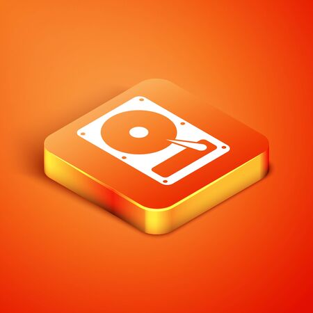 Isometric Hard disk drive HDD icon isolated on orange background. Vector Illustrationのイラスト素材