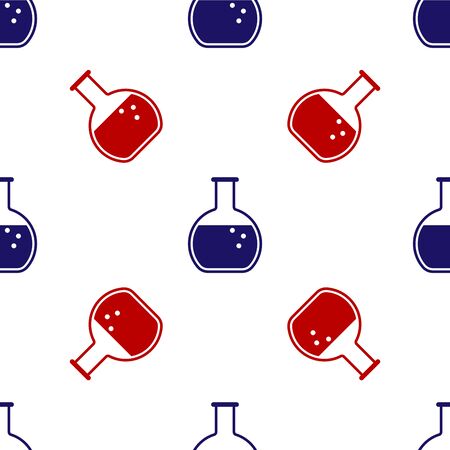 Blue and red Test tube and flask - chemical laboratory test icon isolated seamless pattern on white background. Vector Illustrationのイラスト素材