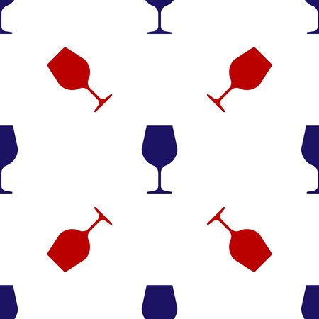 Blue and red Wine glass icon isolated seamless pattern on white background. Wineglass sign. Vector Illustrationのイラスト素材