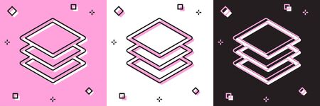 Set Layers icon isolated on pink and white, black background. Vector Illustrationのイラスト素材