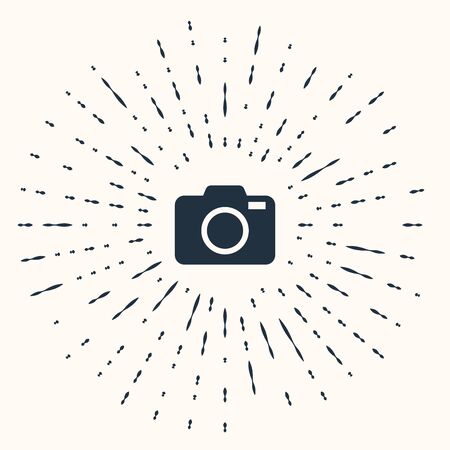 Grey Photo camera icon isolated on beige background. Foto camera icon. Abstract circle random dots. Vector Illustrationのイラスト素材