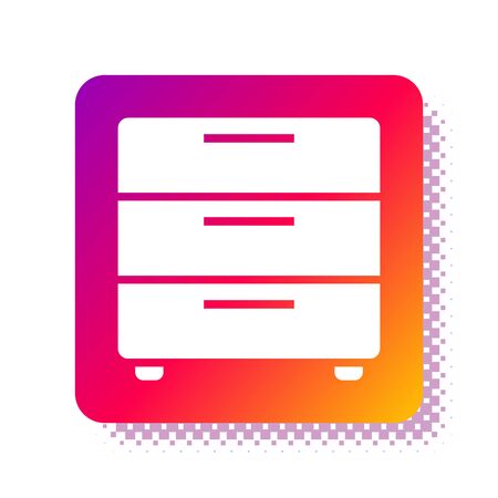 White Furniture nightstand icon isolated on white background. Square color button. Vector Illustrationのイラスト素材