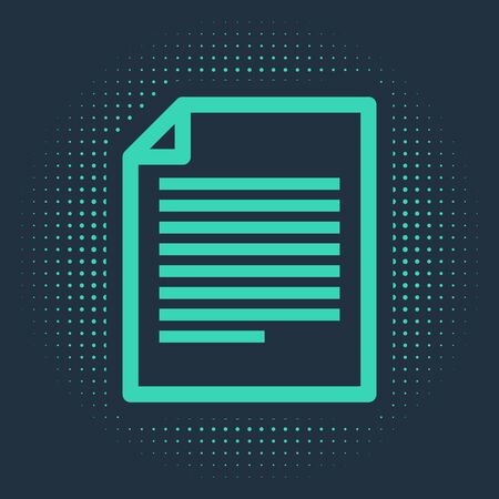 Green Document icon isolated on blue background. File icon. Checklist icon. Business concept. Abstract circle random dots. Vector Illustrationのイラスト素材