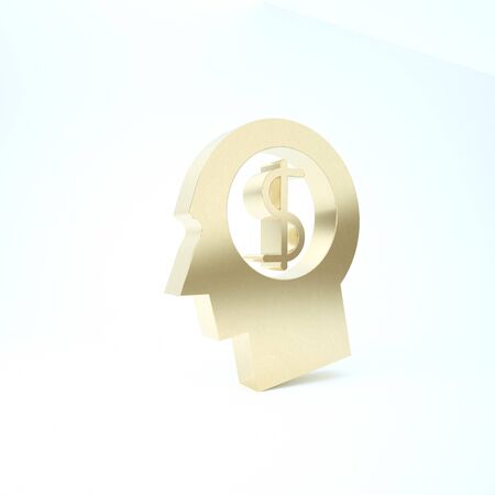 Gold Briefcase icon isolated on white background. Business case sign. Business portfolio. 3d illustration 3D renderの写真素材