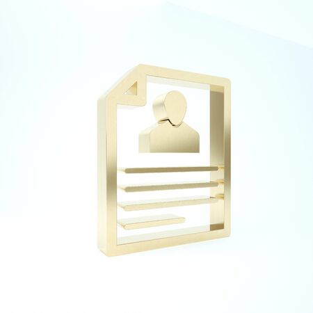 Gold Briefcase icon isolated on white background. Business case sign. Business portfolio. 3d illustration 3D renderの写真素材